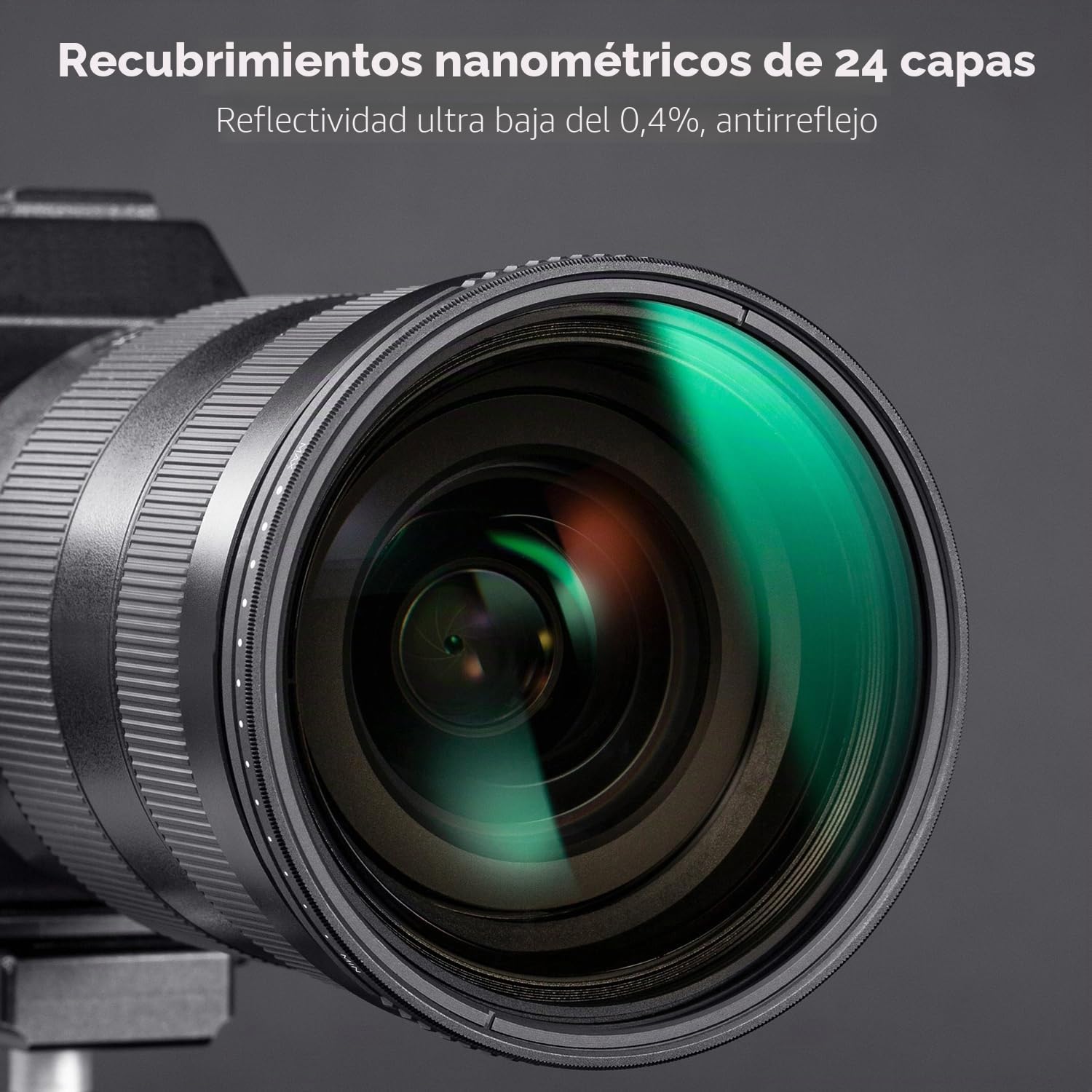 K&F CONCEPT Nano-Dazzle 58mm Filtro Variable ND2-400 (1-9 Stops) | Filtro Densidad Neutral Ultrafino HD de Rosca de Vidrio Óptico con Revestimiento Nano para Objetivo - FN501