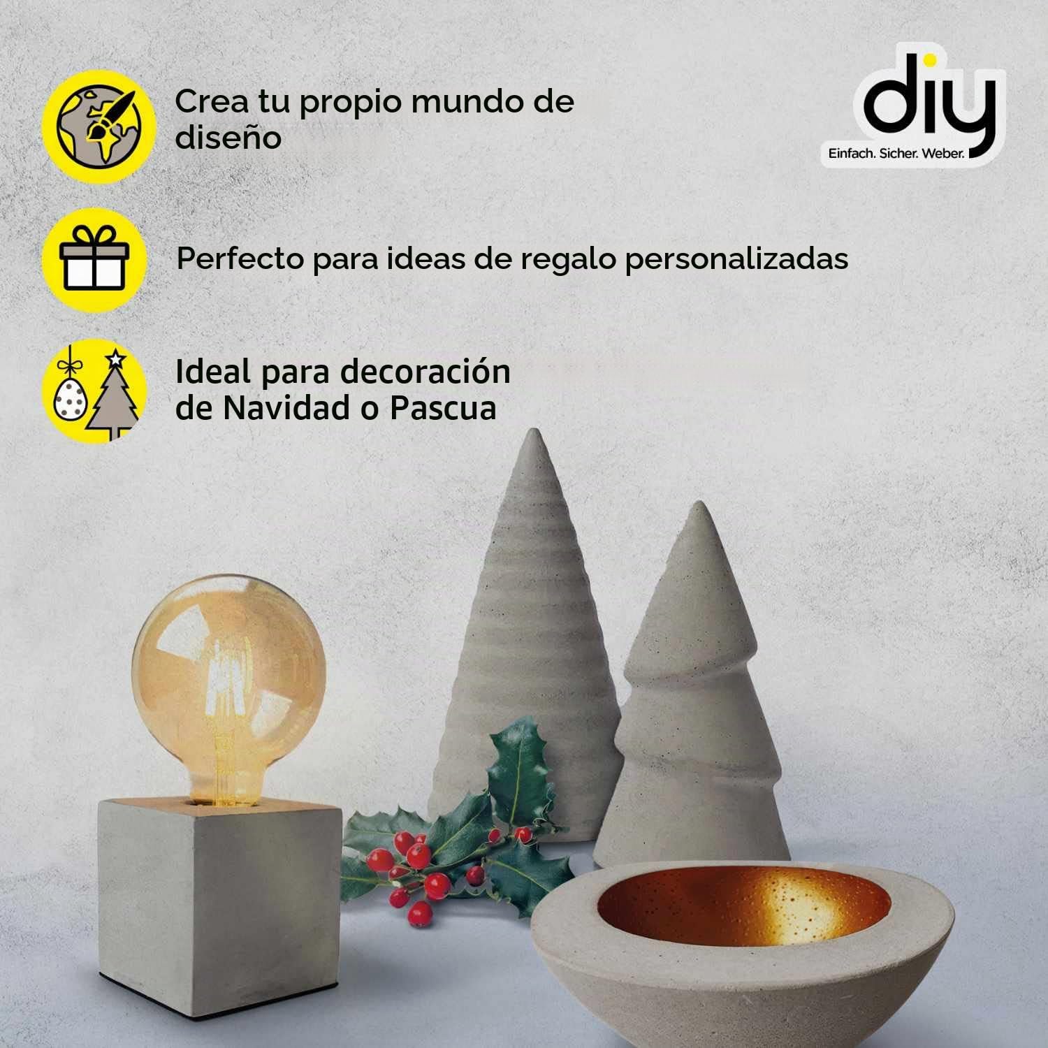 WEBER Hormigón para manualidades de 5 kg, versátil para verter y amasar, pintable y barnizable, lijable, ideal para trabajos creativos, interior y exterior