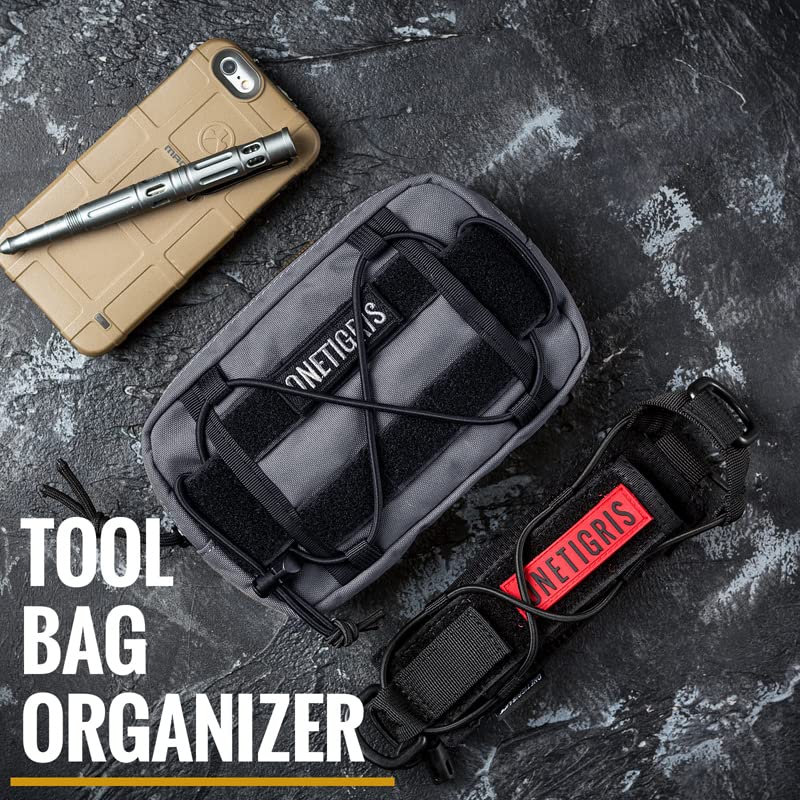 OneTigris EDC Futterbeutel für Hunde, Pouch Zusatztasche für Hunderucksack MOLLE Futterbeutel Hundetraining Geeignet für Hundegeschirren (2 Stück - Grau)