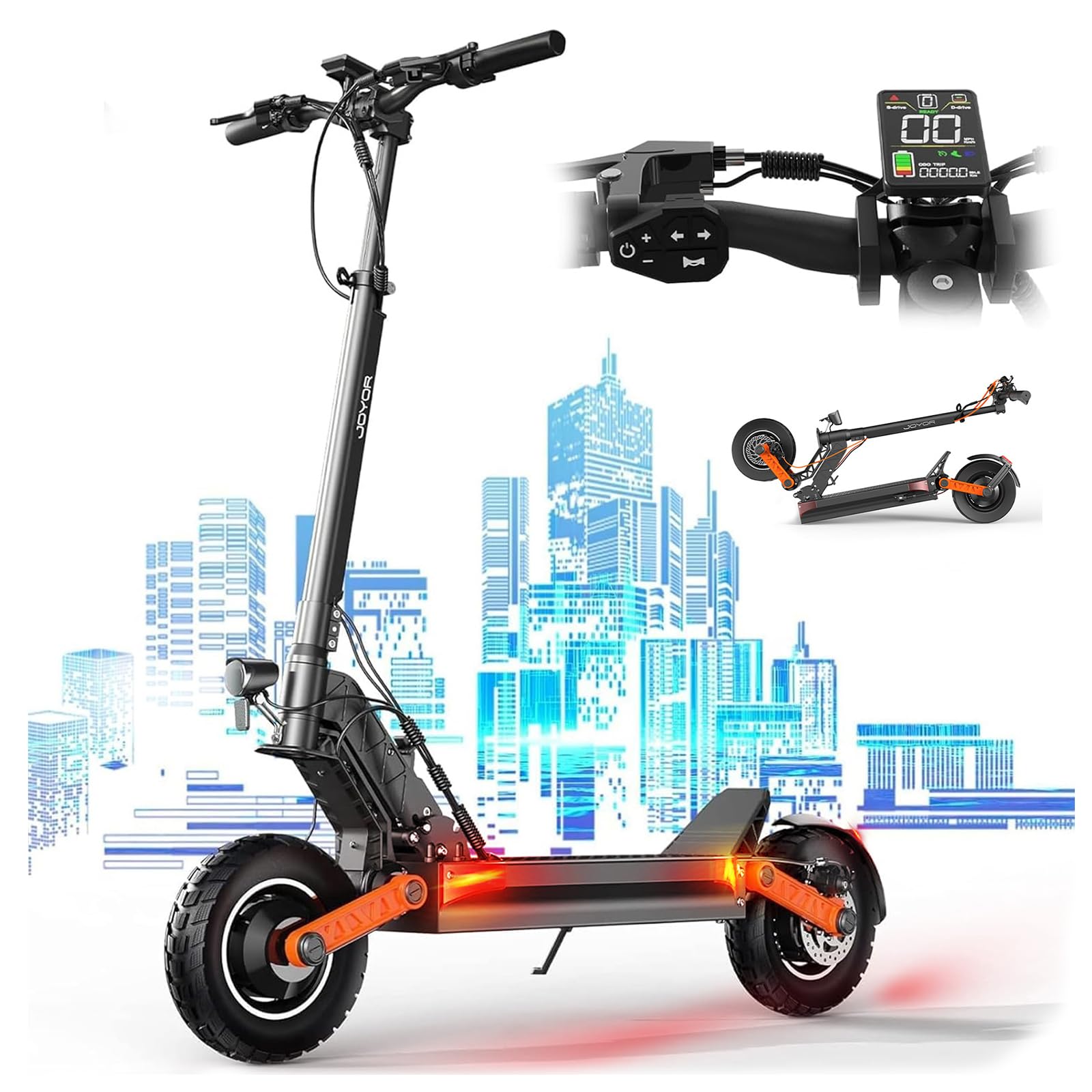 S5-Z Trottinette Electrique Adulte Professionnelle Moteur 600W (800W Puissance Pointée) 48V 13Ah Autonomie 50-65km Suspension Double Pneus Tout Terrain 10 Pouces Trotinette Electrique pour Travail