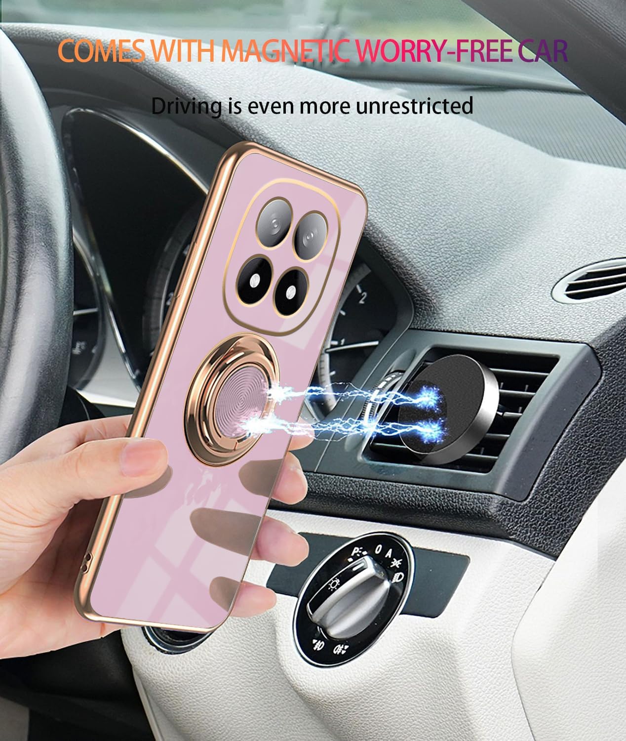 for Xiaomi Redmi Note 14 Pro 5G Case with Magnetic Stand, Phone Case for Redmi Note 14 Pro 5G Silicone with Ring Holder Shockproof Fundas Slim Thin Luxury Plating Bumper Cover (Purple) - Image 2