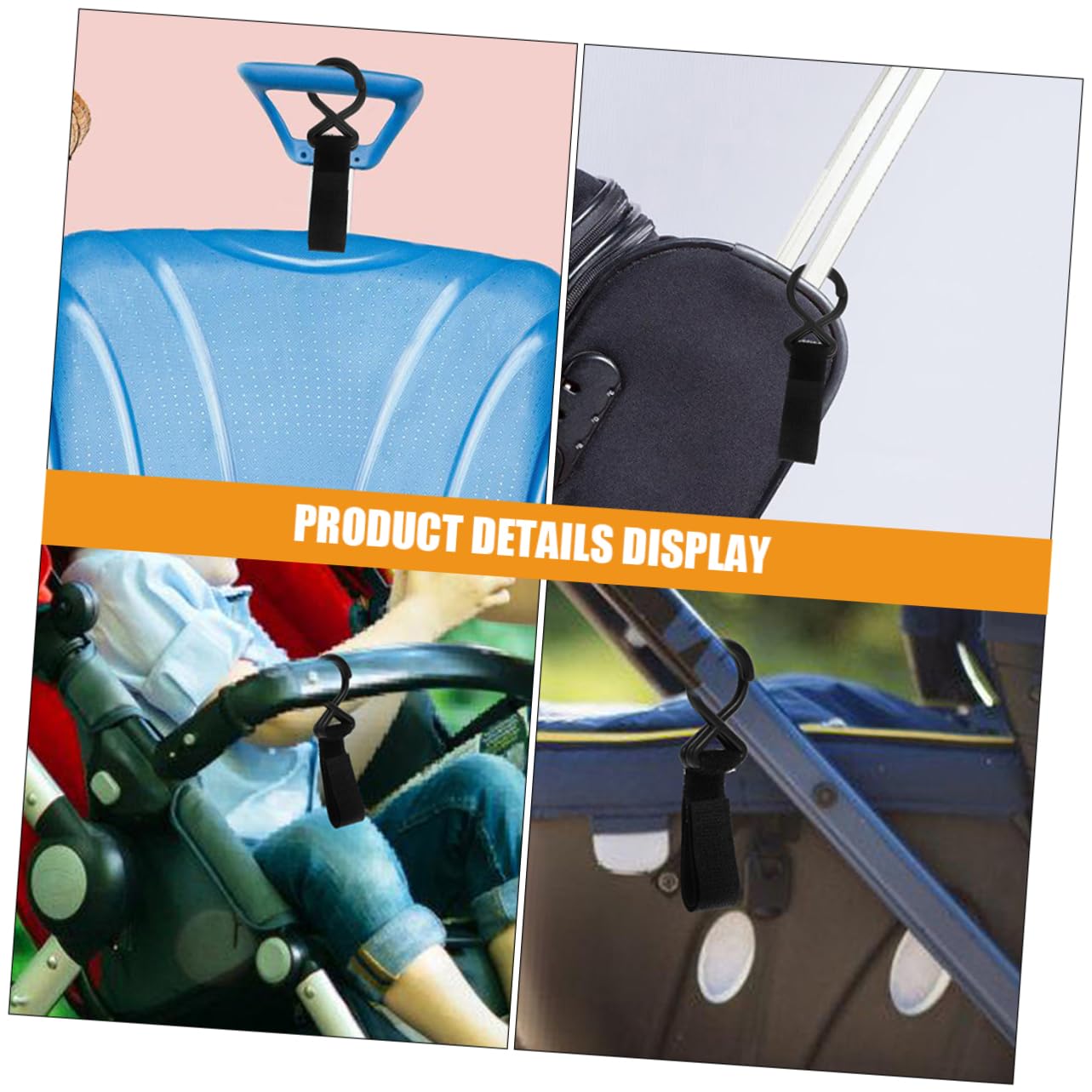 12pcs Stroller Hooks for Diaper Bags and Shopping Carts Multi Functional Hook Accessories Straps for Easy Attachment and Detachment