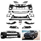 telfair Front Bumper Cover Kit Compatible with 2013-2015 Toyota RAV4 | Replace OE/Part NO.521194A904/TO1014101, 524110R020/TO1015109, 531120R030/TO1036141 with Grille & Fog Lights