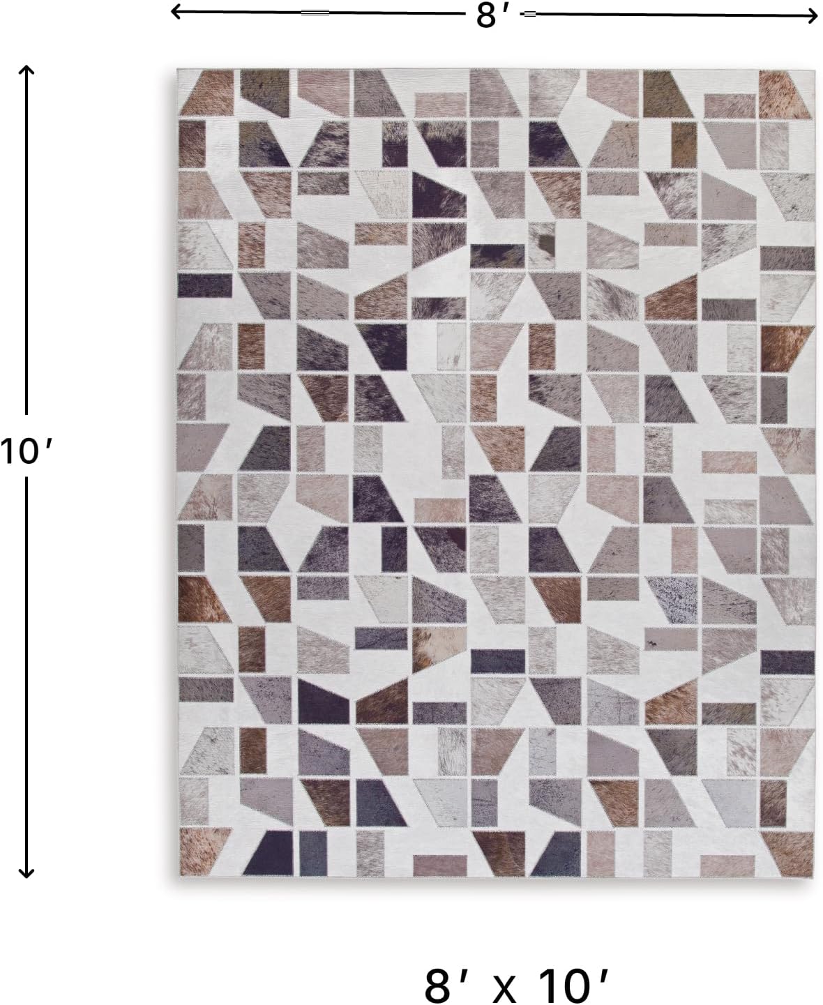 Signature Design by Ashley Area Rug, Faux Cowhide 8x10 for Living Room | Soft polyester cow print rug, Robust cotton canvas backing, Modern geometric style 8x10, Living room use, Jettner Series