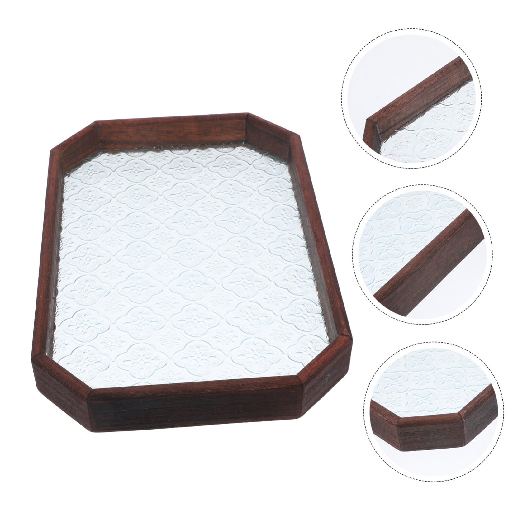 Bandeja Vintage para Servir Snacks y Dulces de Madera y Vidrio Resistente a Roturas, Adecuada para Uso con Invitados en Fiestas