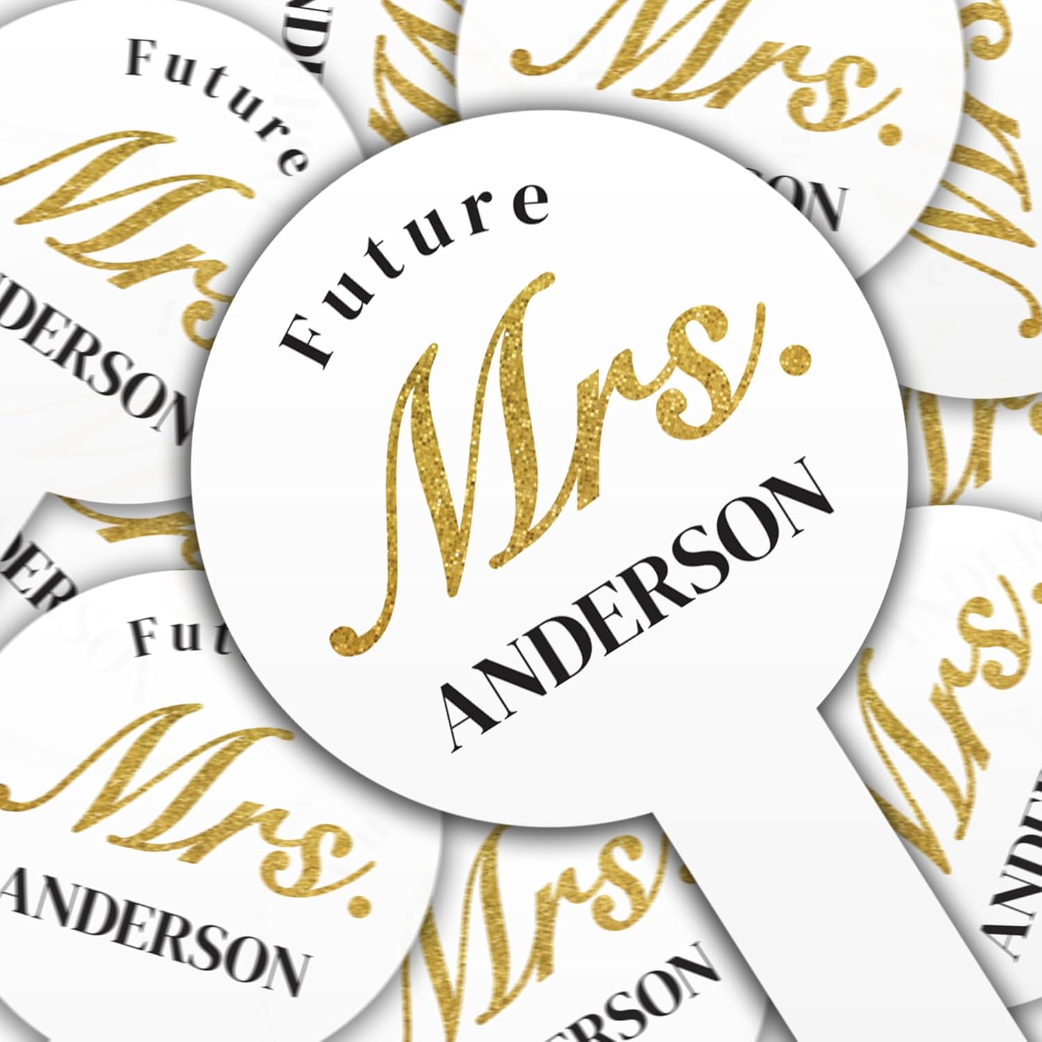 Custom Bridal Shower Cupcake Toppers, 2x4 Inches, Solid Plastic Personalized Future Mrs. Your Name Dessert Toppers, Bachelorette Party Cupcake Picks (25)