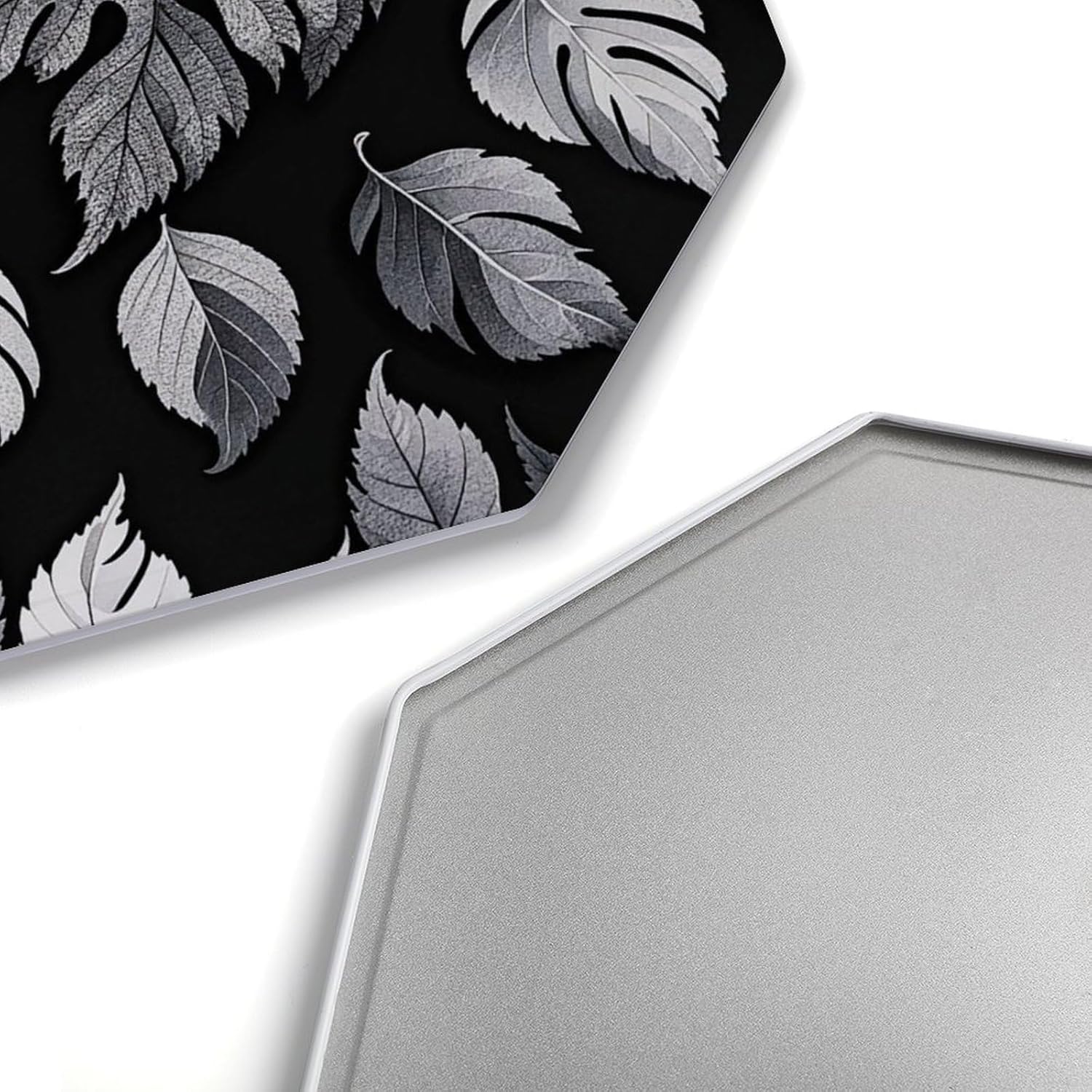Ctagon Metal Sign for Home, Modern Display Plate for Kitchen, Black Gray Leaf Jacquard Plates Accent Hanging Wall Decorations 3PCS for Living Room, Bedroom, Hallway, Hotel