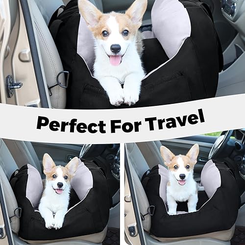 Miniatura 4 de Cathpetic Asiento de coche para perro, asiento impermeable para perro, asiento elevador para perro con bolsillos de almacenamiento, correa de