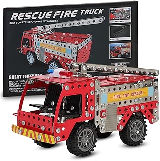 STEM Fire Truck Building Toy for 7+ Year Old Boys and Girls - Erector Set for Kids Ages 7 Years Old & Up - Metal Building Kit for 7 8 9 10 11 12 Years Old Boys and Girls - 292 Pcs