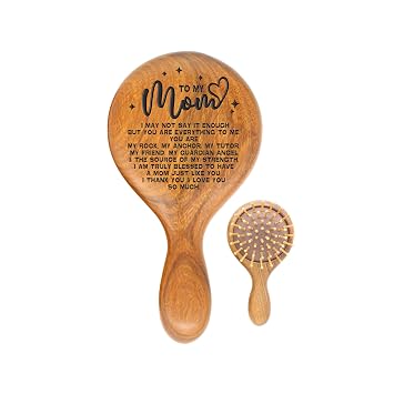 TOBOHU Engraved Wooden Hairbrush Gifts for Mom from Daughter Son, Moms Mothers Day Birthday Gifts, To My Mom Keepsakes Gift for Mother