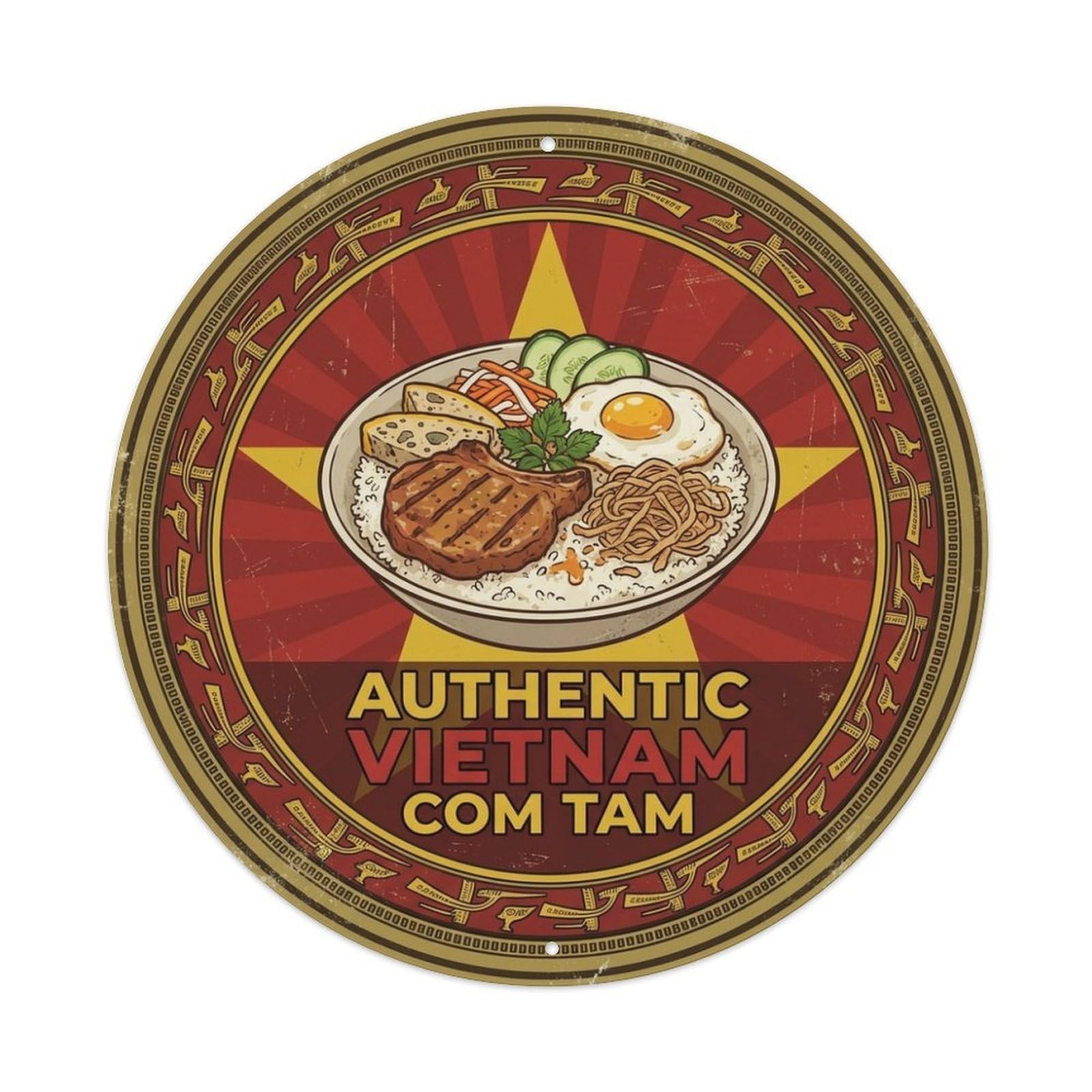 Vietnam Broken Rice Travel Street Food Cuisine Metal Tin Sign