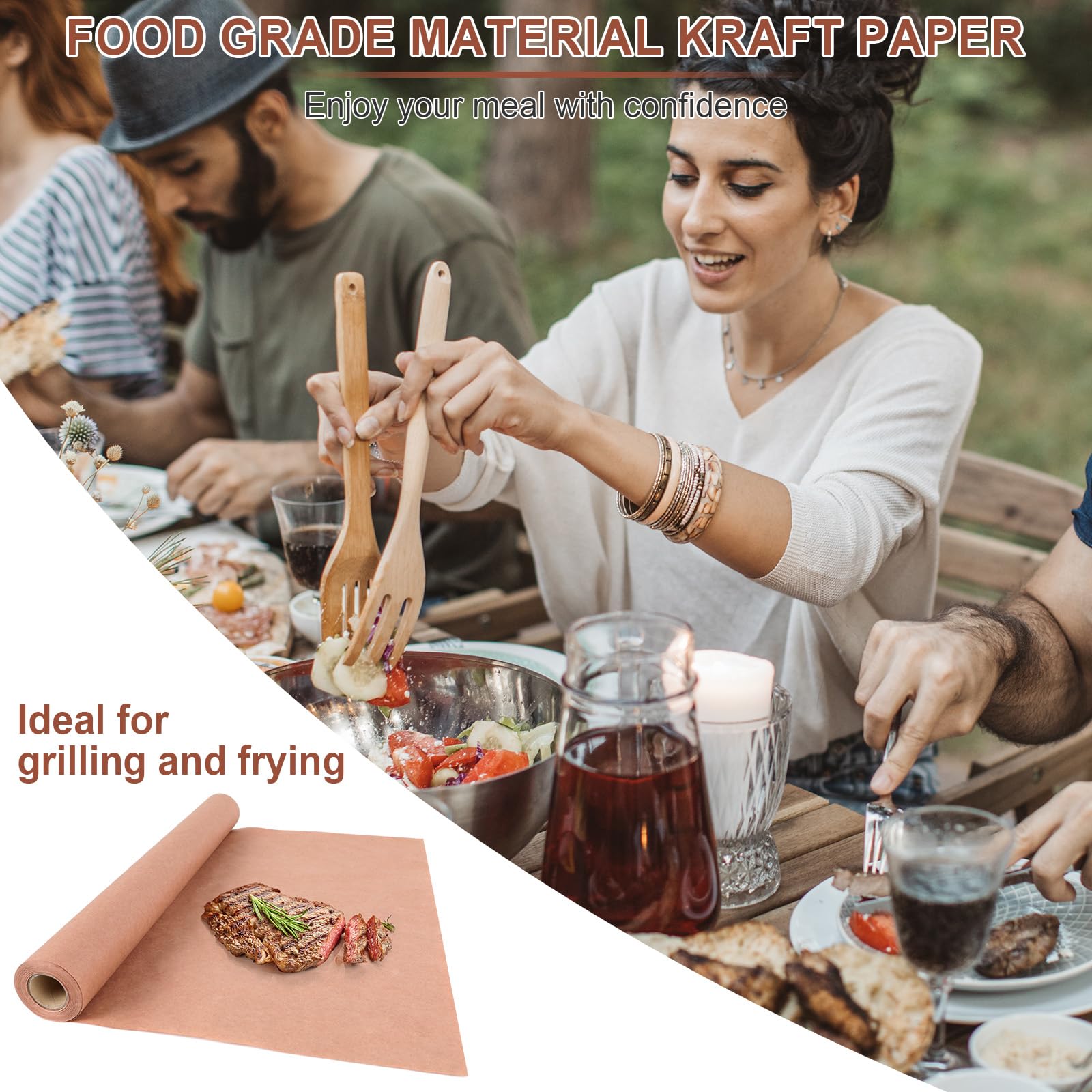 AiQInu Butcher Paper BBQ 44cm×150cm, Carta per Barbecue, Carta Kraft per Barbecue, Affumicatore, Carne di Pesce