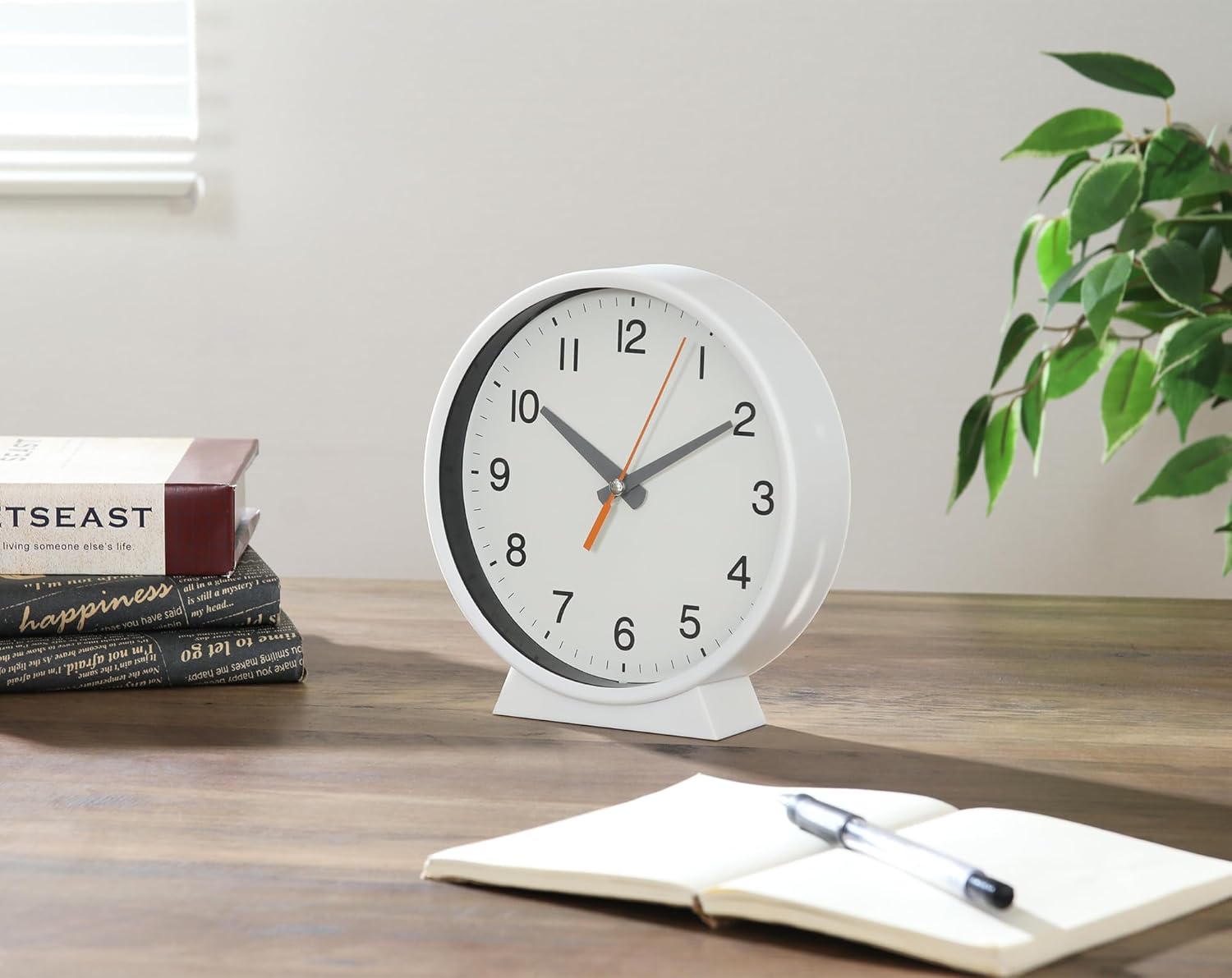 不二貿易(Fujiboeki) Fuji Boeki 29868 Table Clock, Wall Clock, Dual Use, Width 6.4 x Depth 1.7 x Height 6.7 inches (16.2 x 4.3 x 17.1 cm), White, 2-Way Sweep Movement, Silent, Simple, Elf