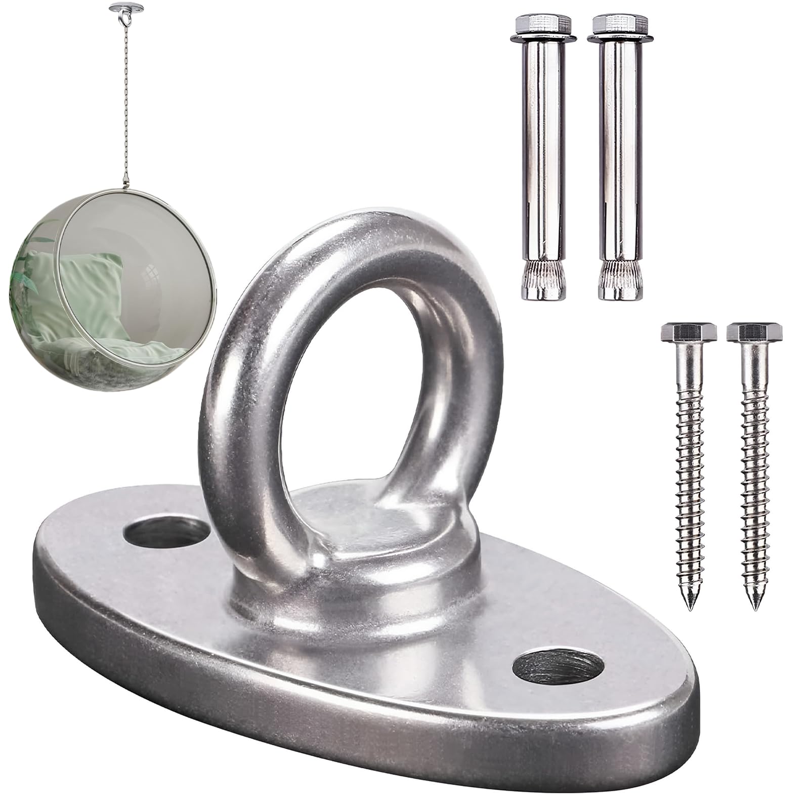 Deckenhaken Schwerlast Ultrastark,Deckenhaken Schwerlast,Beton Decke Aufhänger,Edelstahl 304 Wandöse Haken, Hängematte Hängen Hardware Oval Halterung Set,Für Hängesessel Sling Trainer Yoga Boxsack