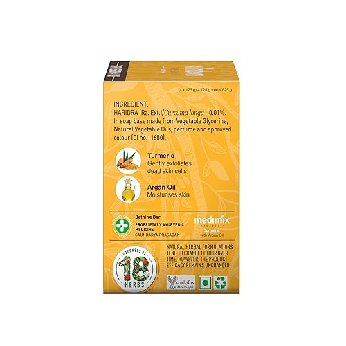 Miniatura 8 de Medimix Jabón de baño ayurvédico de cúrcuma y aceite de argán, 125 Gm (paquete de oferta 4+1)