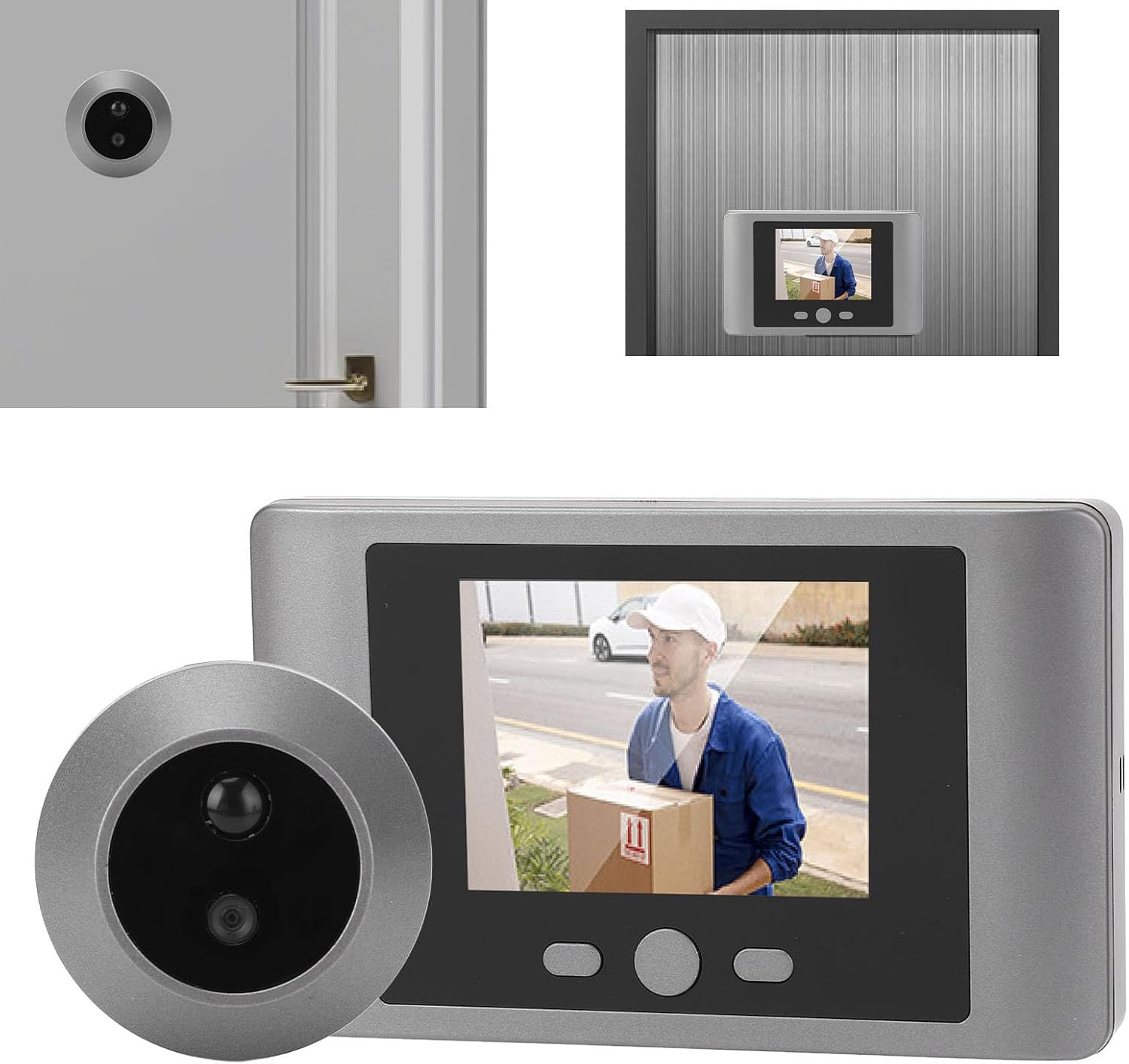 Digital Door Viewer with 2.8 Inch TFT LCD Display and HD Peephole Camera - PIR Motion Detection with Body Sensing and Night Vision - 2000mAh High Capacity Battery - Supports up to