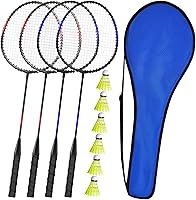 Keehoo Badminton Rackets Set of 4 for Adults & Kids - Shuttlecocks & Carry Bag Included - Beach Lawn Outdoor Fun
