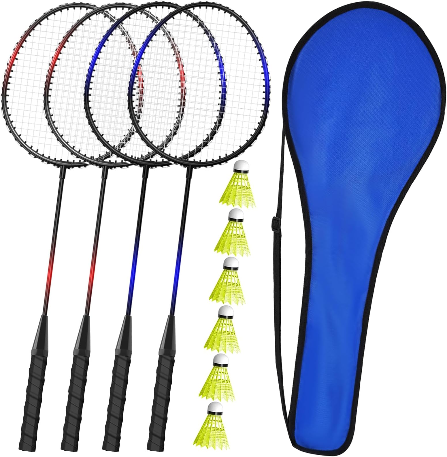 KH 2-4 Player Badminton Rackets Set for Adults Kids,Family Back Garden Sports Games,Racquets,Shuttlecocks & Carry Bag Included