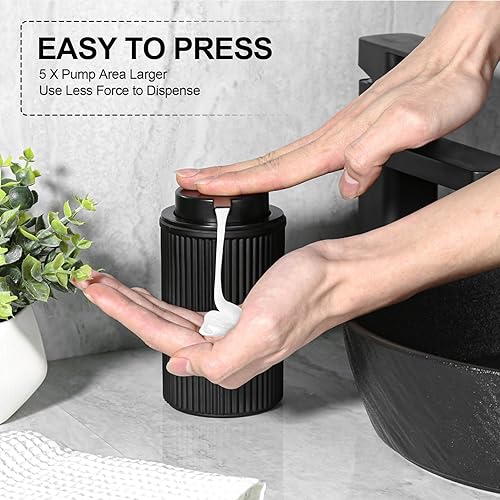 Miniatura 4 de Dispensador de jabón negro para baño, dispensador de jabón de manos de vidrio con bomba de líquido de plástico negro, dispensadores de jabón para