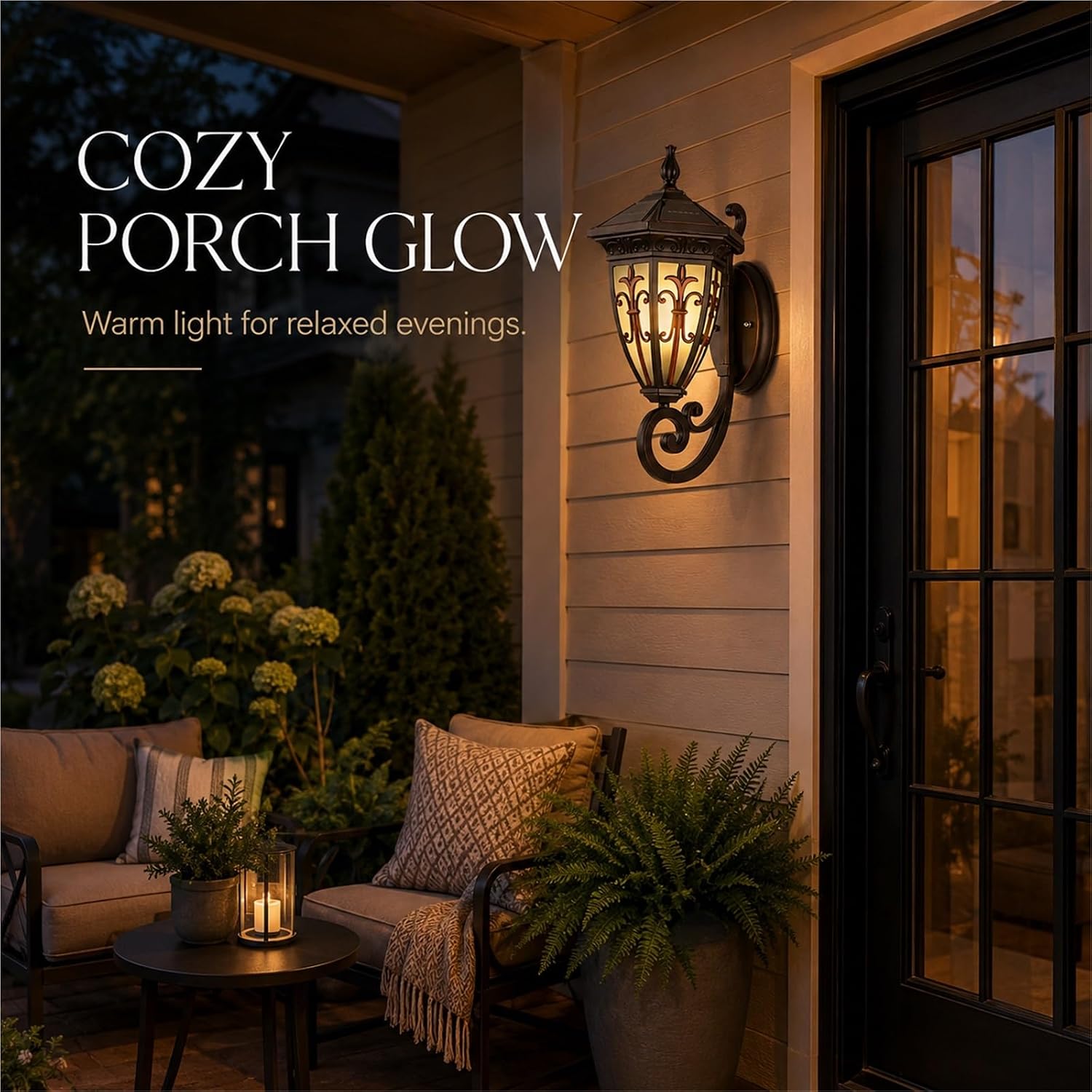 Solar Wall Lantern, European Outdoor Wall Light, Waterproof Die-Cast Aluminum Exterior Sconce with Glass, Dusk to Dawn Remote Control Porch Lighting Fixtures for Patio Entryway Threshold