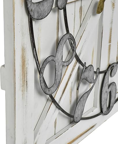 Miniatura 7 de Reloj de pared grande de granja, reloj cuadrado de madera rústica de 24 pulgadas con letrero decorativo de madera reversible, perfecto para