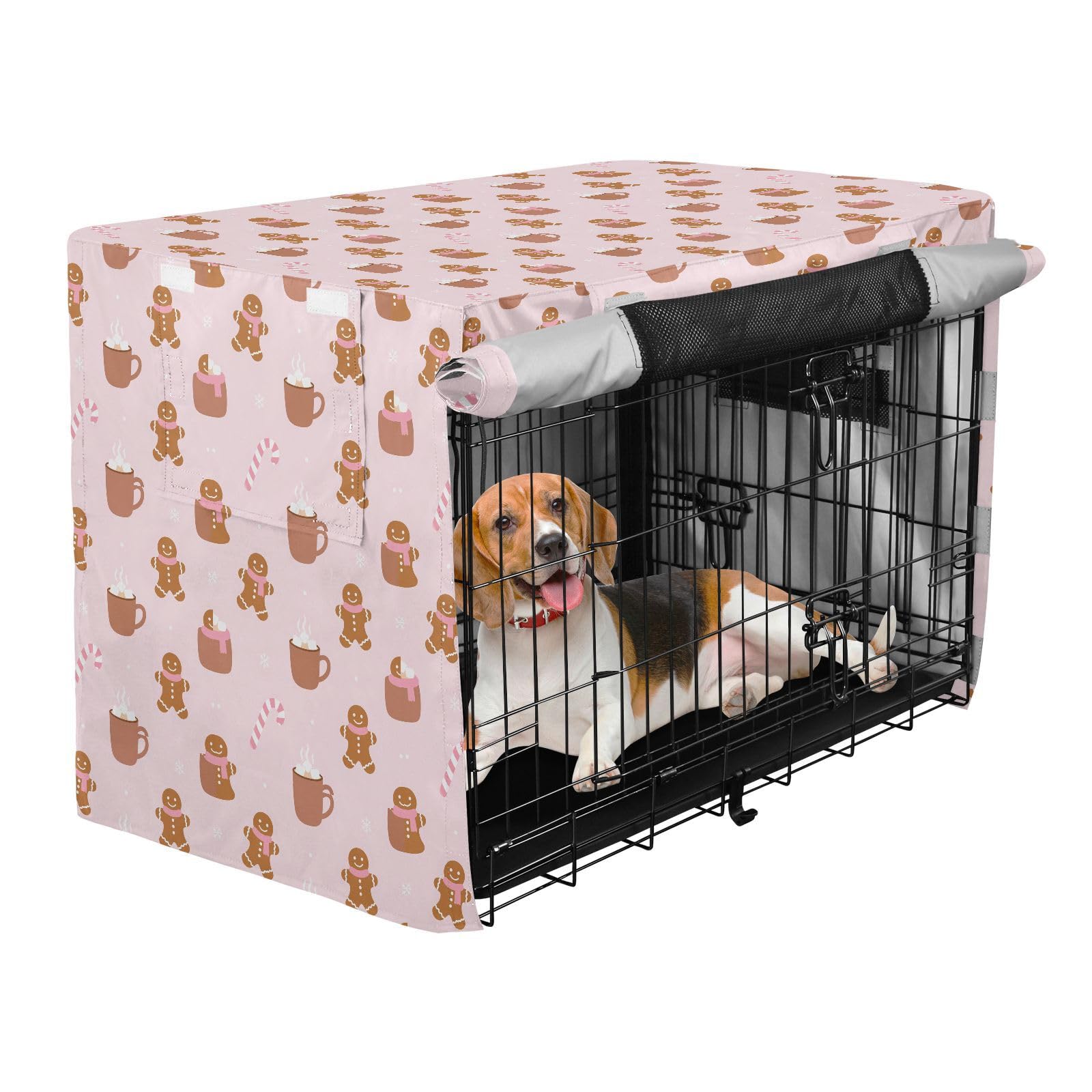 Housse de cage pour chien en voiture blush motif biscuit sans couture avec double zip