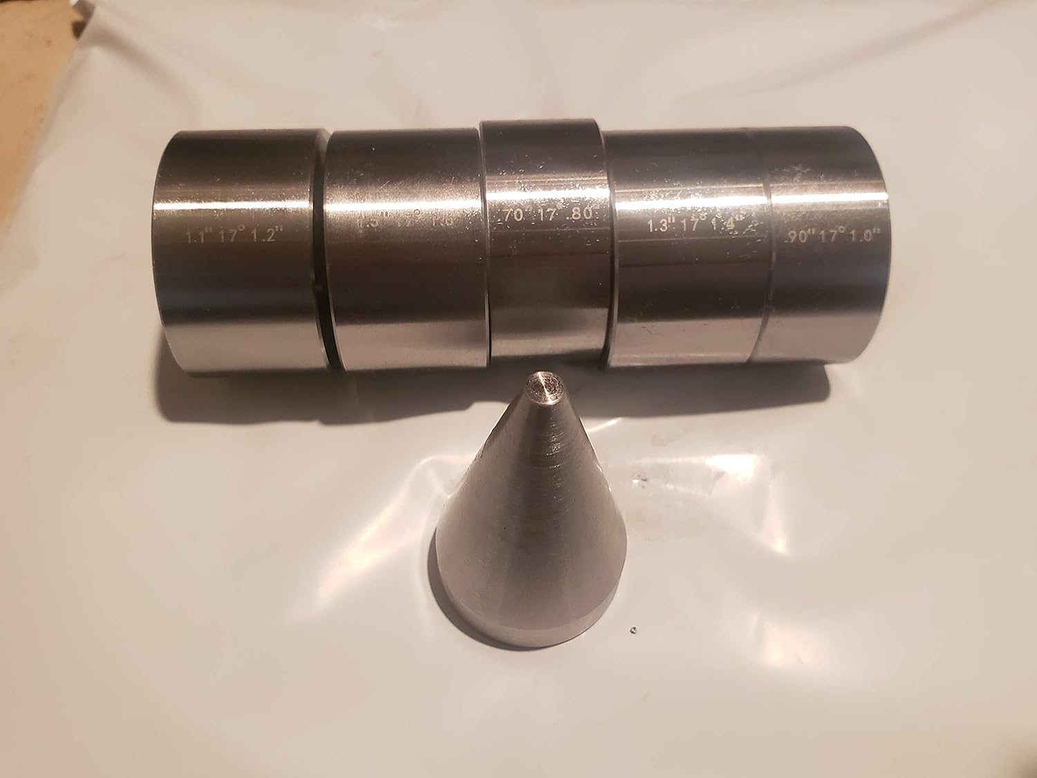 USAReplacementparts 17 Degree Folding Die Set 5 Piece Die Set & Folding Cone | Hole Punch Coin Metal Jewelry Making Tool Made in USA | Self Centering Stainless Steel Coin Ring Making Tool - 2.27 Pound