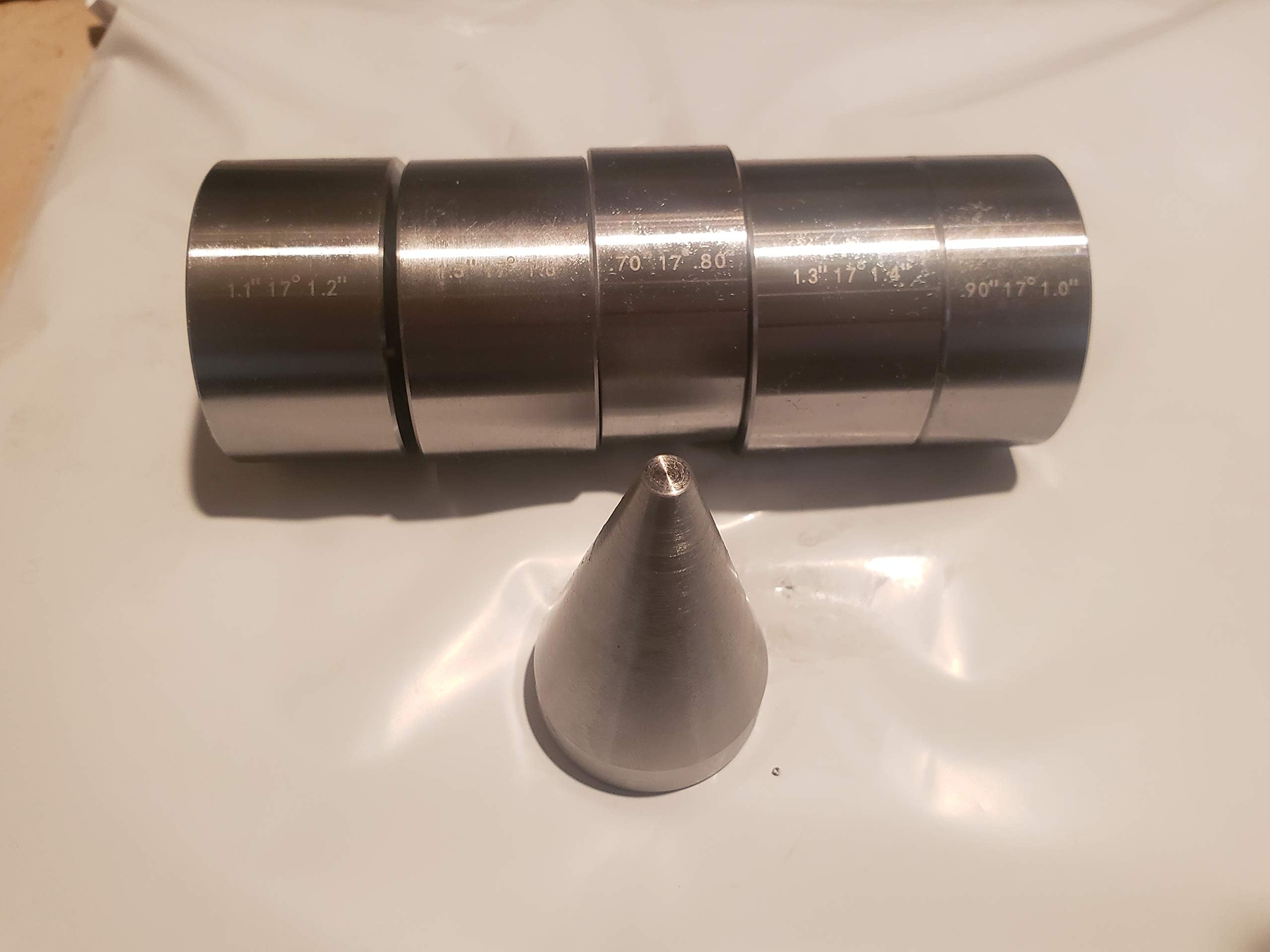 17 Degree Folding Die Set 5 Pieces Reduction/Folding Die Set + Folding Cone, Stainless Steel Coin Making Tool Made in The USA