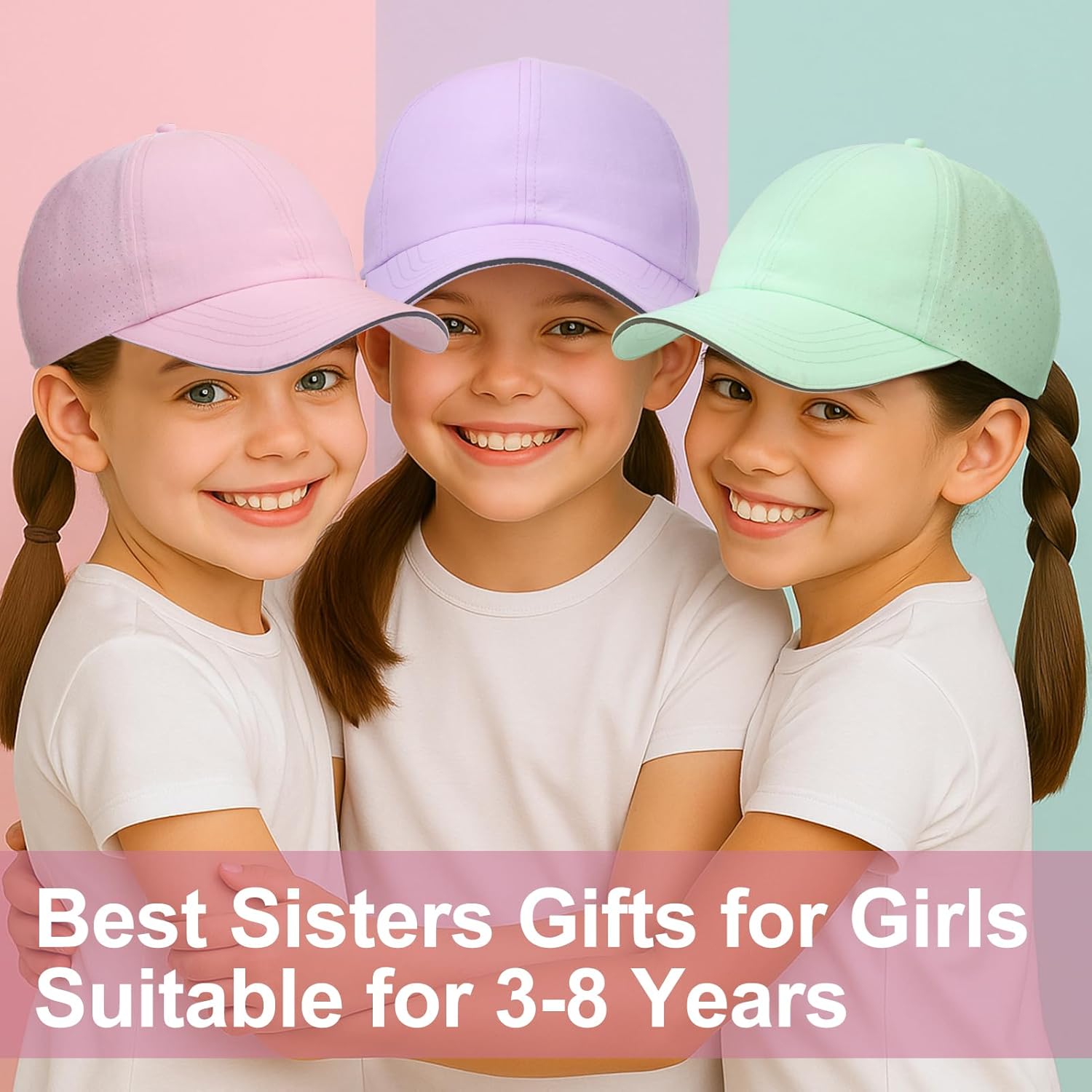Little Girls Criss Cross Ponytail Hat Toddler Reflective Baseball Cap Kids Quick Dry Summer Sports Hats Age 3-8 - Image 6