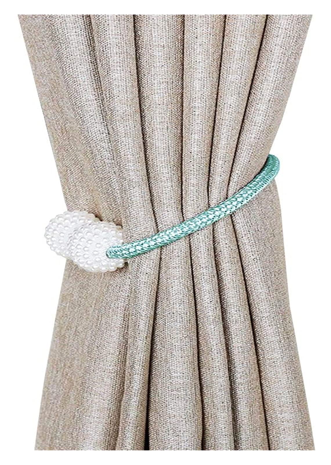 Anneau de rideau Embrasses de rideau magnétiques Embrasses de drapé pratiques (paquet de 2) - Support de retenue de corde décorative en perles pour petits accessoires de rideaux (Couleur : Rose) (Aq