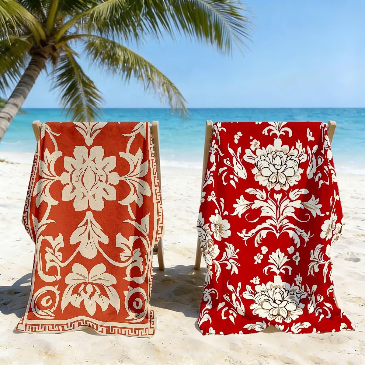 Toalla Playa 90x200 cm, Toalla Gimnasio Microfibra Secado Rapido, Juego de 2 Antiarena Toallas de Playa, Ligera Compacta Toallas Microfibra Grande para Viaje, Regalo Hombre Regalo Mujer (Retro) -4169