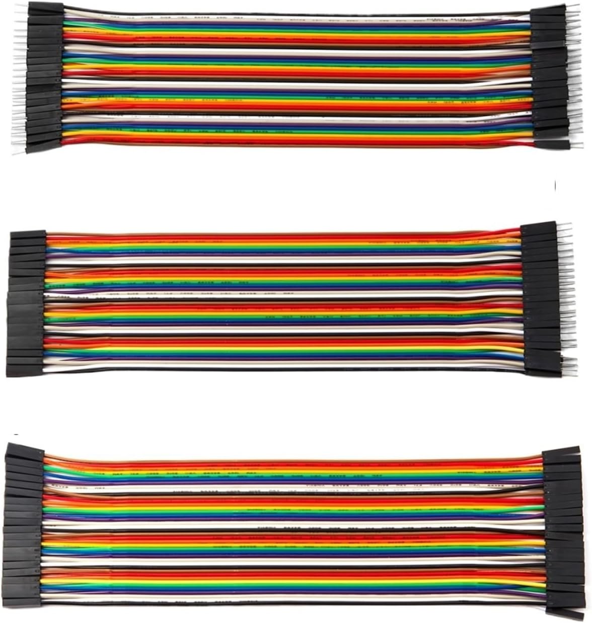 10cm 20cm 30cm 24AWG Cable Line Copper Long Ribbon Jumper Wire Male Female Connector Kit Set(40pin Ribbon F-F,10cm)