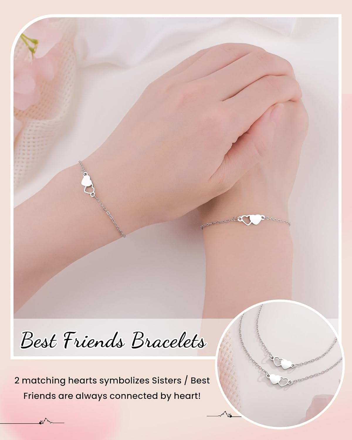 YELUWA 2/3/4/5 Pcs Best Friend Friendship Couples Bracelets, Sisters Gifts from Sister Matching Heart / Knot / Handcuff Bracelets Friendship Gifts for Women Friends Sister Him Her Boyfriend Girlfriend Valentines day - Image 2