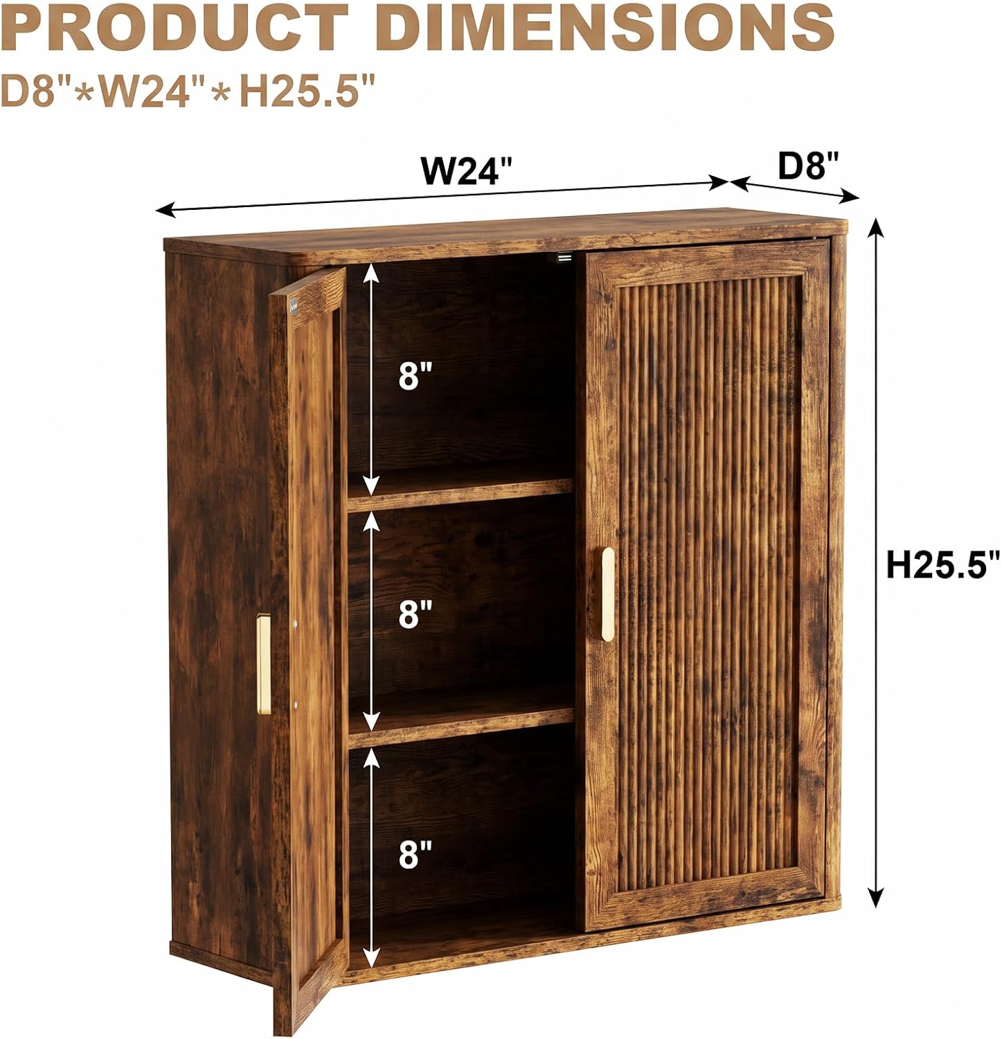 INNOD Bathroom Storage Cabinet, Over The Toilet Storage Cabinet, Medicine Cabinet with Adjustable Wood Shelf & Doors for Laundry Room & Kitchen & Living Room(Retro)