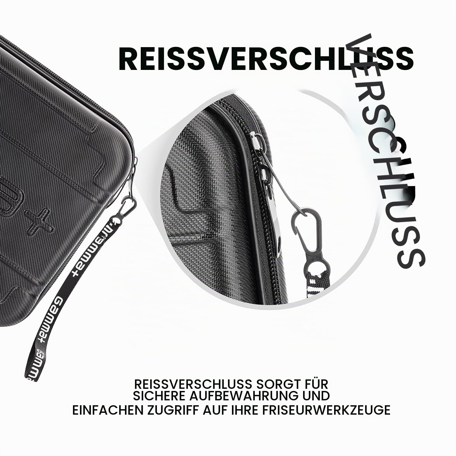 Gamma+ Reiseetui für Haarschneider, Clipper, Trimmer und Rasierer | Organizer für Barber-Zubehör | Wasserdicht | Stoßfest | Leicht | Kompakte Größe | Hartschale | Schwarz