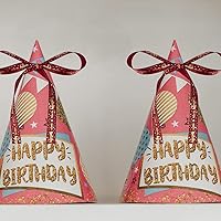 Vista 4 de Cinta de feliz cumpleaños, 1 rollo de cintas de satén rojo de 5/8 pulgadas de ancho con cinta de regalo impresa dorada para envolver regalos