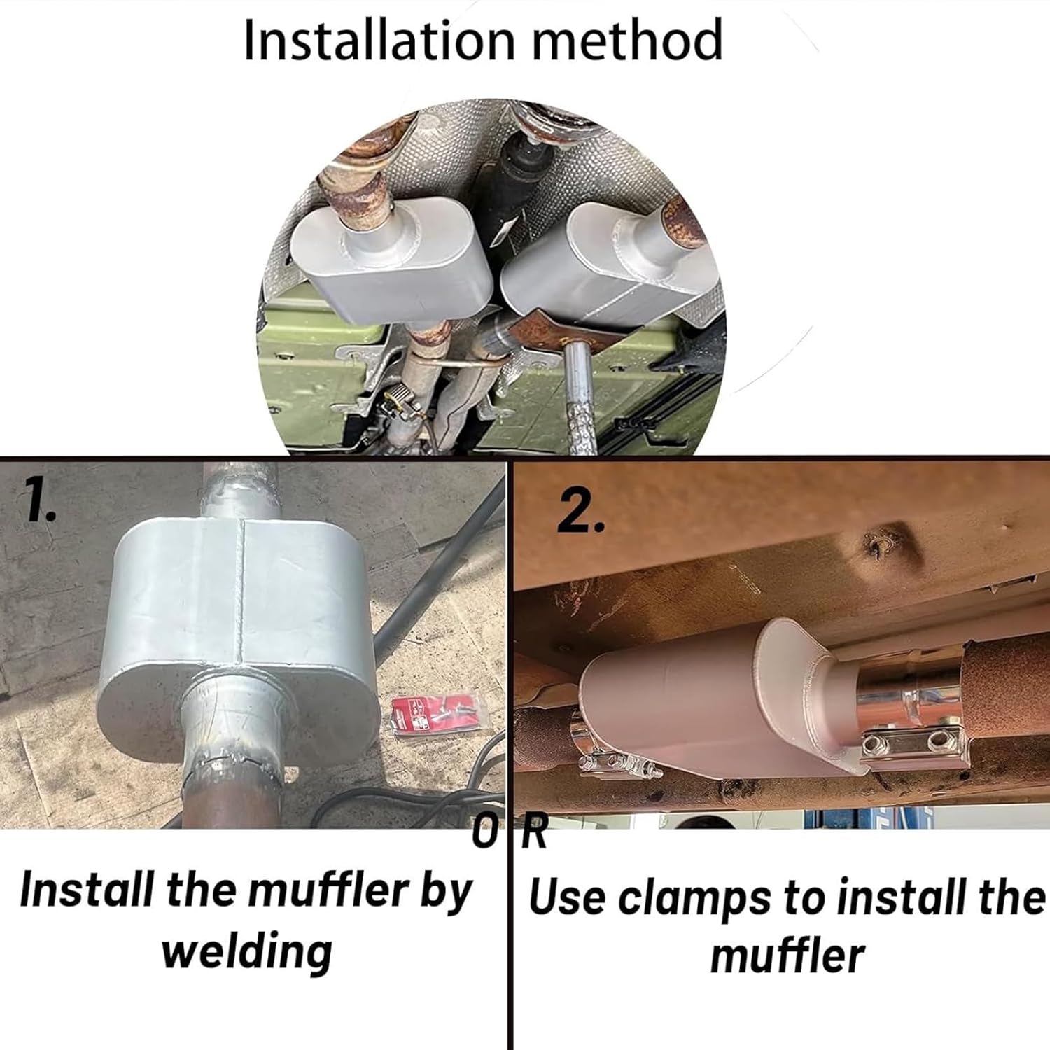 Universal Mufflers, Performance Automotive Exhaust Muffler, Single Chamber center in/center out, silver (2.5")