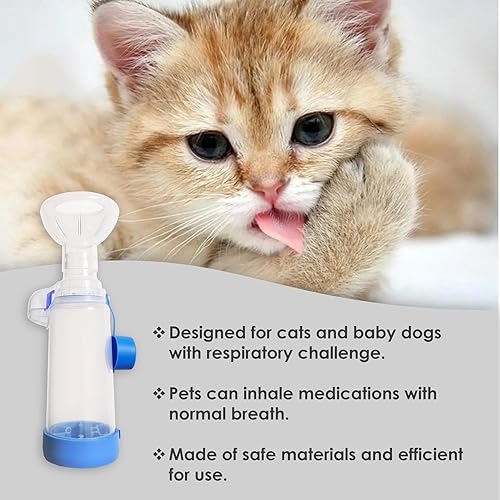 Miniatura 6 de QMARK Espaciador inhalador con 2 máscaras para mascotas, gatos y perros pequeños, espaciador inhalador para MDI, con máscara de silicona de forma