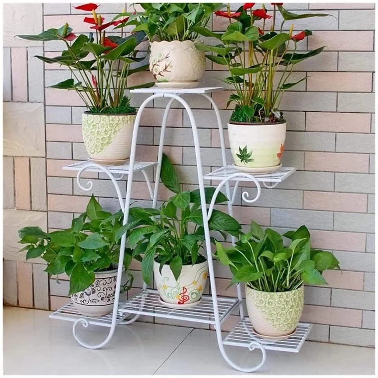 BULKWOOD Plant Stand Indoor Outdoor - Corner Metal Plant Shelf Plant Flower Pot Holder Stands - Heavy Duty Potted Plant Rack - Iron Vertical Planter Shelves for Patio Garden Lawn Balcony (White) (B0BDL8M2XB) Amazon Price History, Amazon Price Tracker