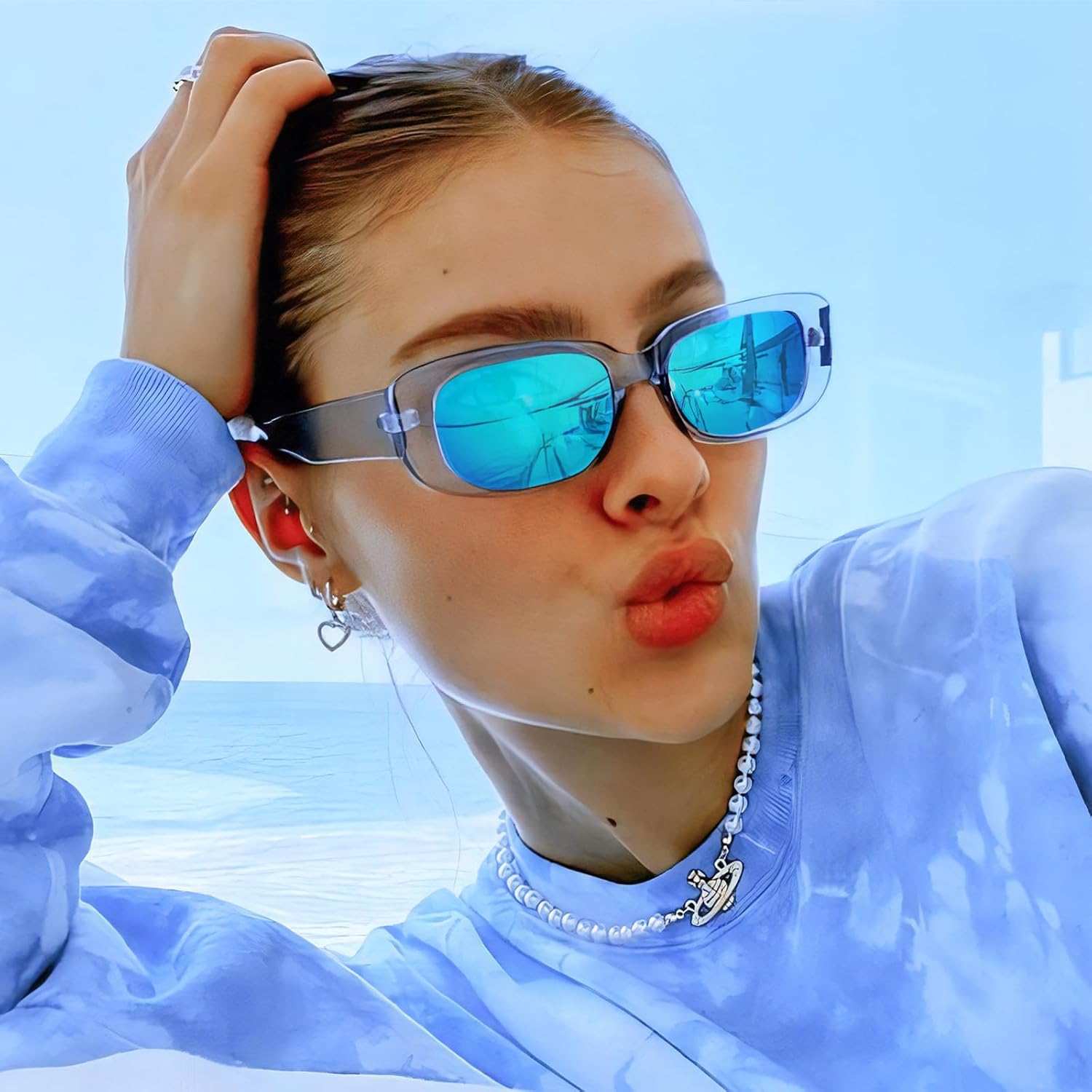 Matcheck 8 Mixed Style Colored Sunglasses Pink Classic Retro Party Favors Eyewear Costume Accessories Bulk Glasses for Women - Image 6