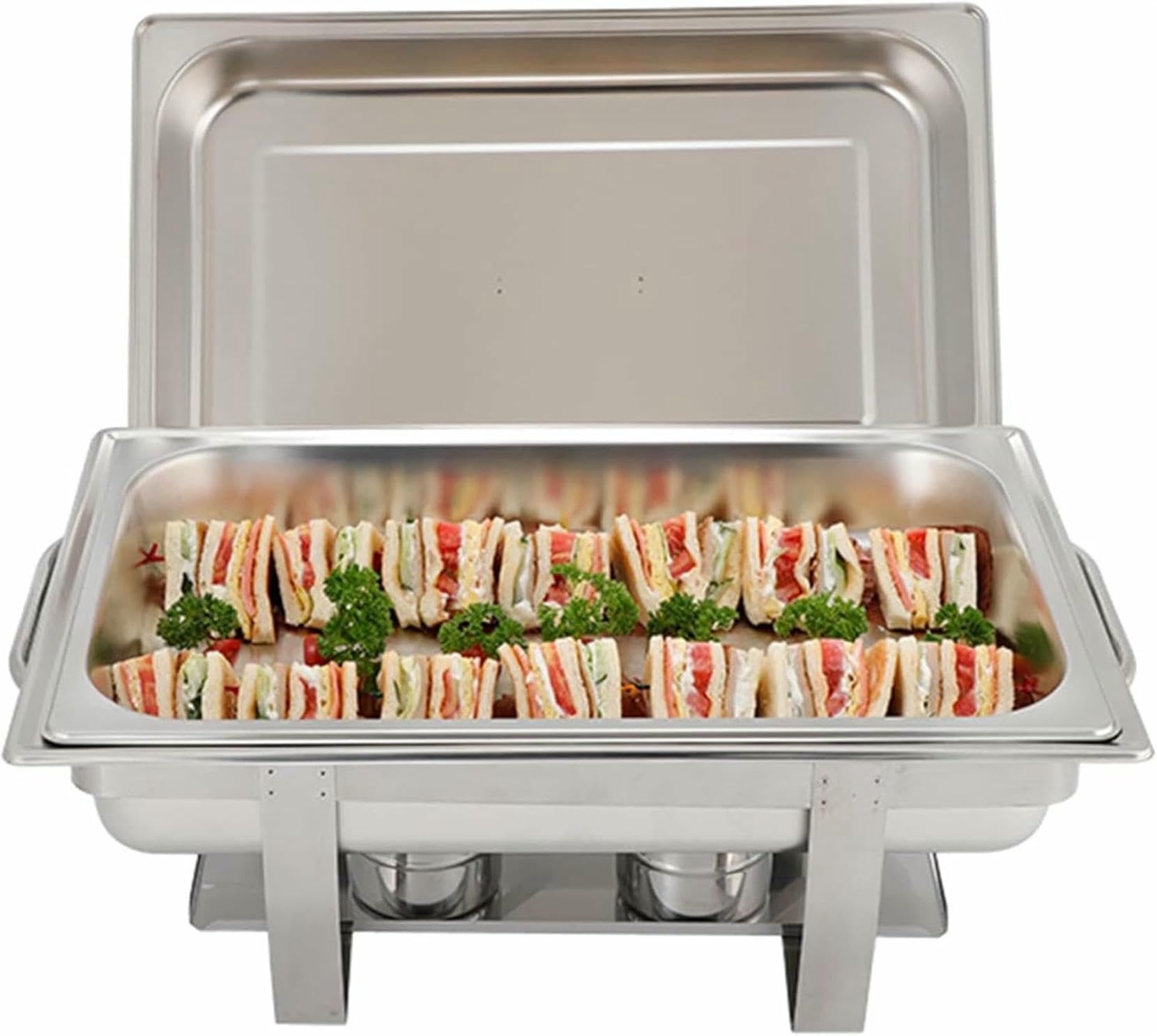 Chauffage alimentaire pour buffets et fêtes avec plats et pots en acier inoxydable