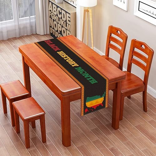 Miniatura 2 de Nepnuser Camino de mesa de lino negro del mes de la historia, febrero, fiesta afroamericana, comedor, cocina, decoración interior y exterior (13 x