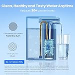 Waterdrop ED01AW Electric Water Filter Pitcher, Alkaline Rechargeable Water Dispenser, with 1 Filter, Instant 200-Gallon 15-Cup Countertop Purifier, Reduce PFOA/PFOS, Chlorine, Lead, White