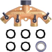 HYDRO MASTER 4 Ways Garden Hose Splitter,3/4" Garden Hose Spigot Adapter with 4 Valves,Fits All Garden Hose. Aluminum