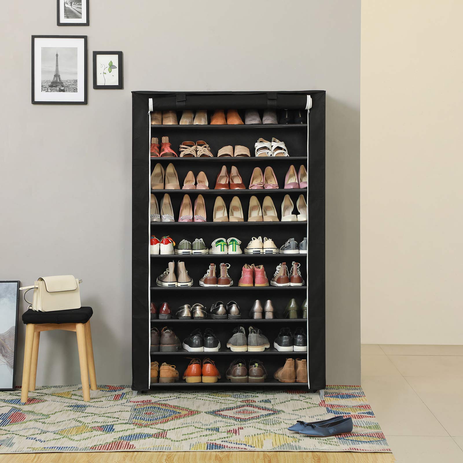 SONGMICS Scarpiera a 10 Livelli, Scaffale con Copertura