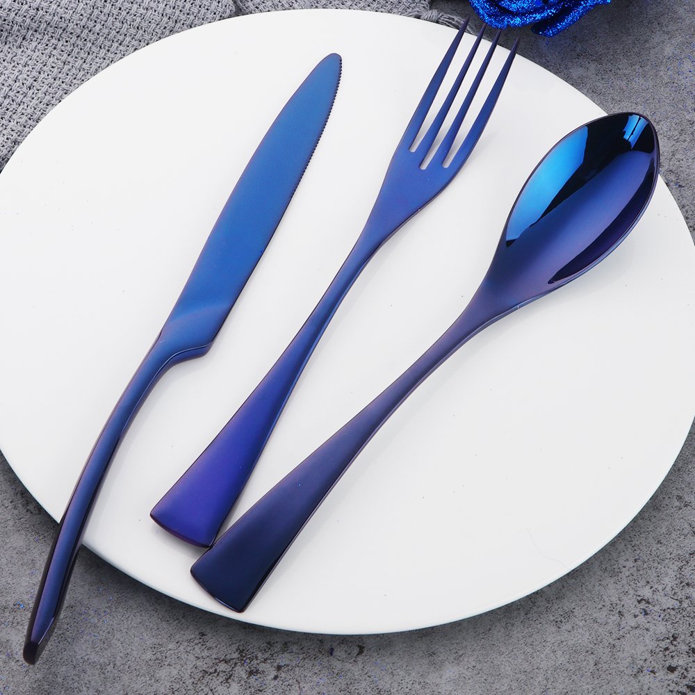 Kings - Set Posate 24 Pezzi Per 6 Persone - Acciaio Inossidabile Colorato - Regalo Perfetto (Nero, Oro, Rosa)