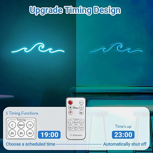 Miniatura 3 de Letrero de neón ondulado, lámpara de noche con ondas para dormitorio, luz LED de onda de neón con alimentación USB para decoración de pared, fiesta