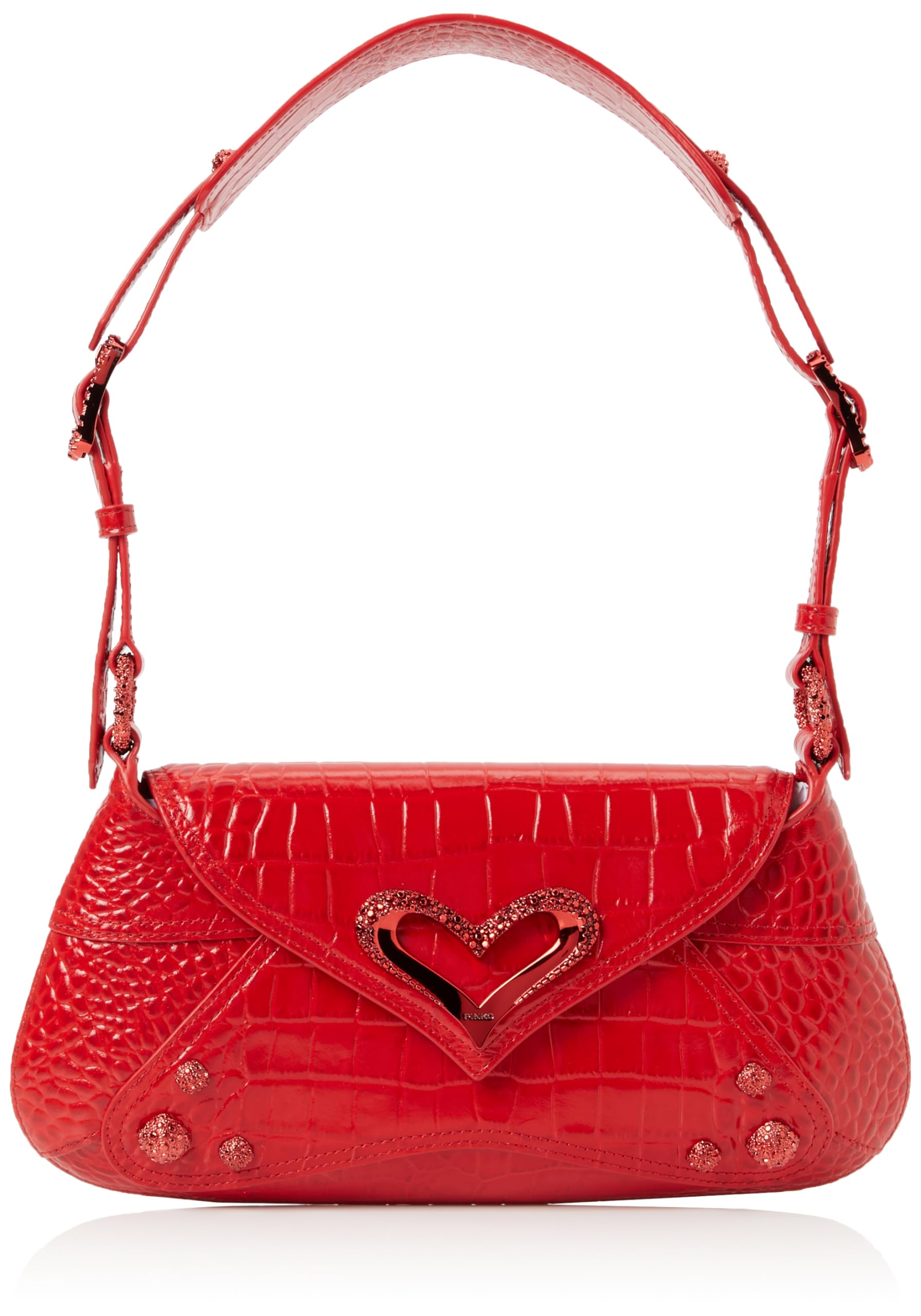 Pinko 520 Shoulder Classic Cuero St. Coco Brillante, Bolsa para Mujer, R30b_Rojo-Block Color