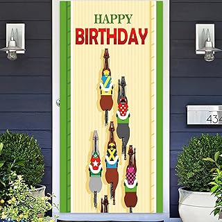 Horse Riding Happy Birthday Banner Backdrop Photo Booth Props Horse Race Derby Theme Decor for Kentucky Derby Party Triple...