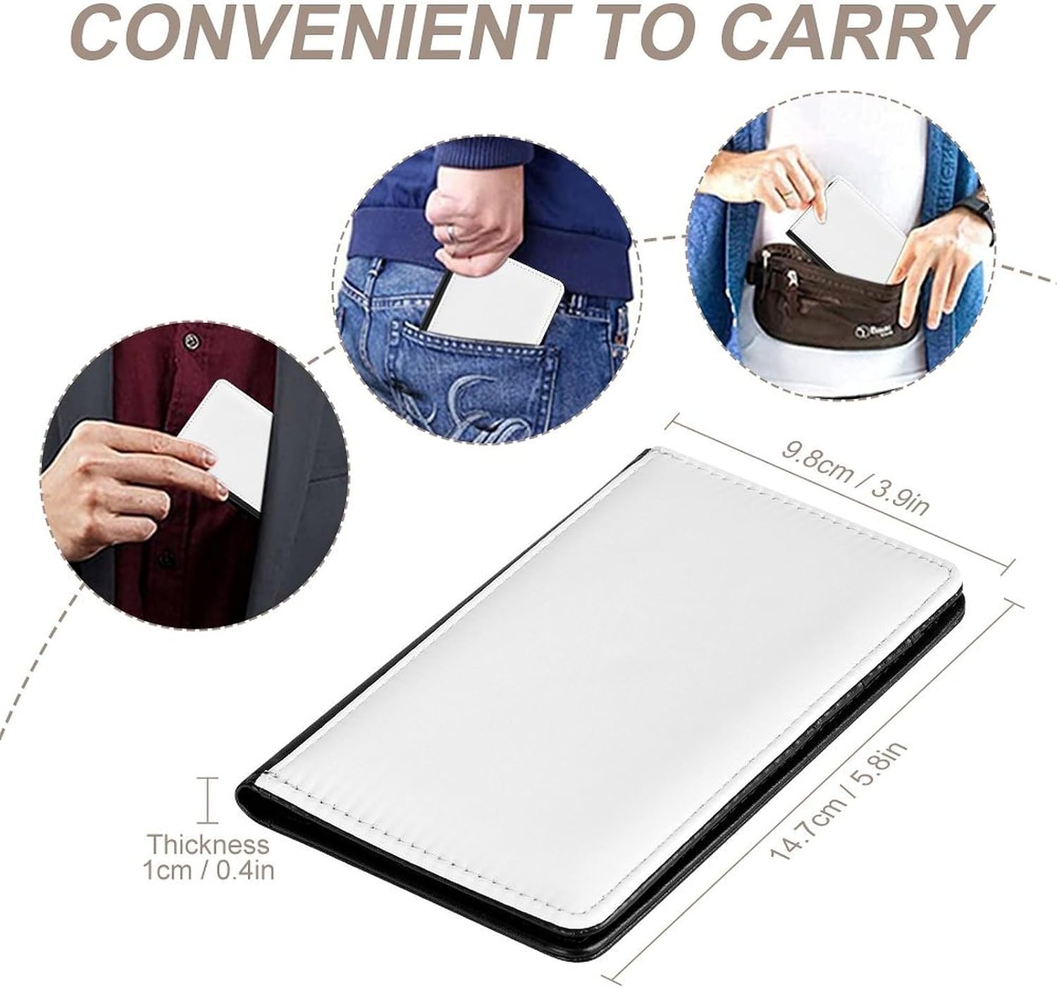 Personalized Photo Passport Holder Custom Travel Wallet Case, PureWhite